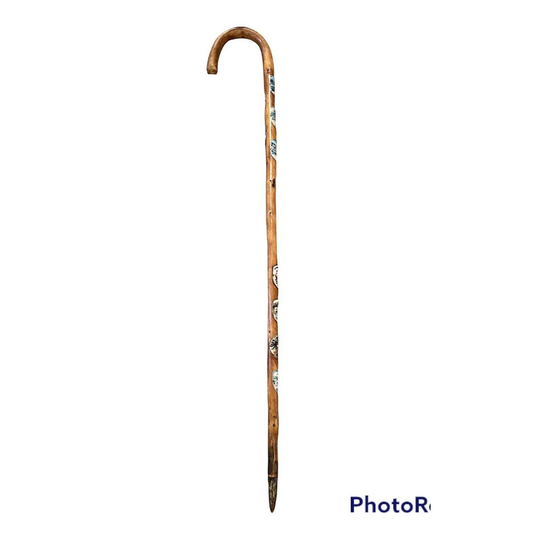 Vintage Antique German Hiking Stick 9 Badges Wanderstock Walking Cane 32.5"