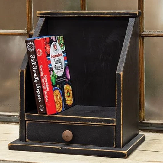 Rustic Black Cookbook Cubby