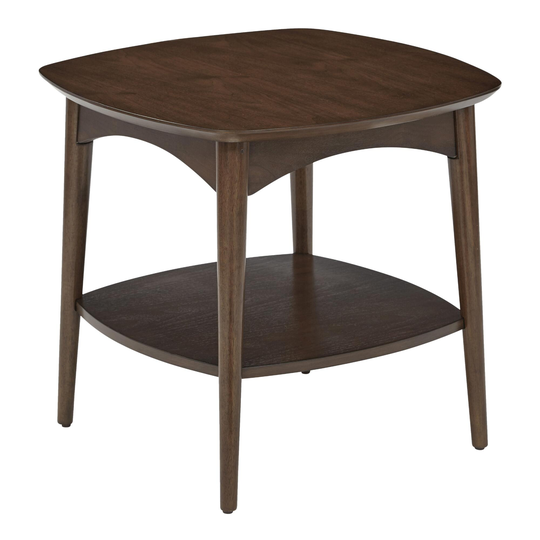 Walnut Brown Wood Brewston End Table With Shelf by World Market