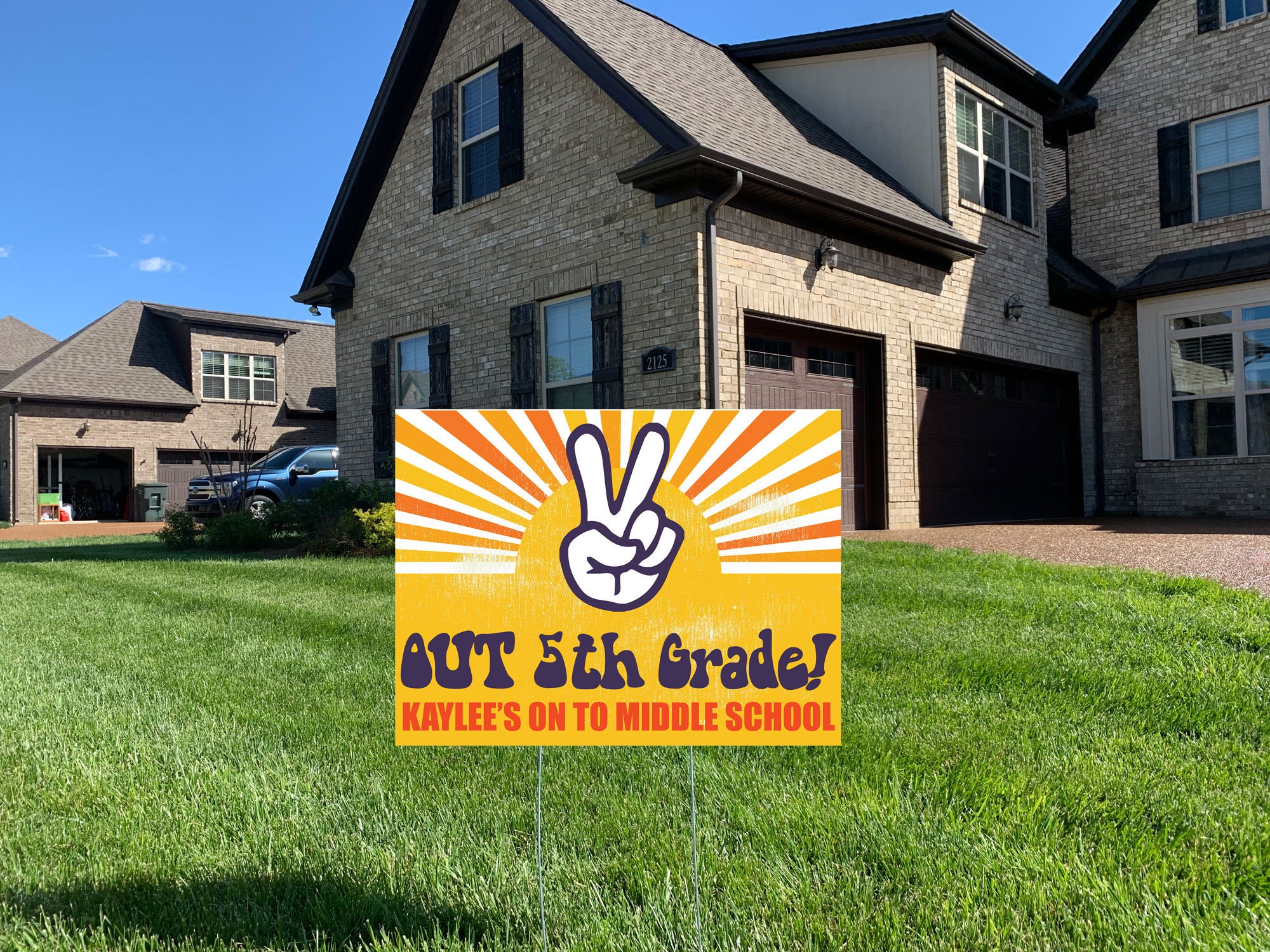 5Th Grade Graduation Peace Out Yard Sign, Class 2028, Wire Stake Included, Diy File Option, Free Shipping