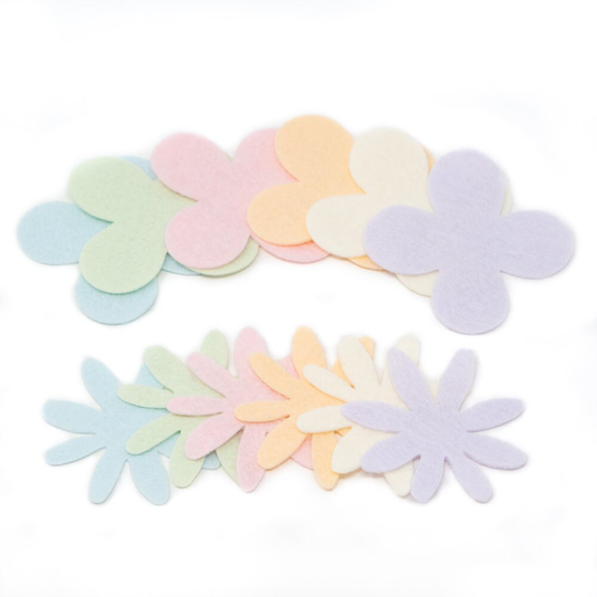 24 Julia Wool Blend Felt Die Cut Applique Flowers - Sweet Dreams Colors