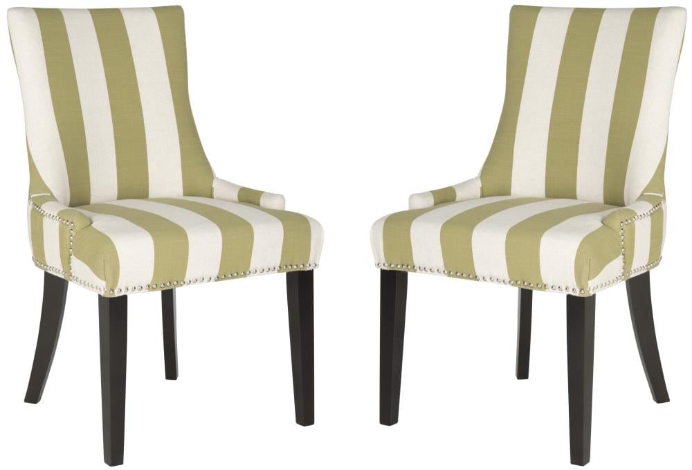 Safavieh Lester Contemporary/Modern Polyester/Polyester Blend Upholstered Side Chair (Wood Frame) in Green | MCR4709AU-SET2