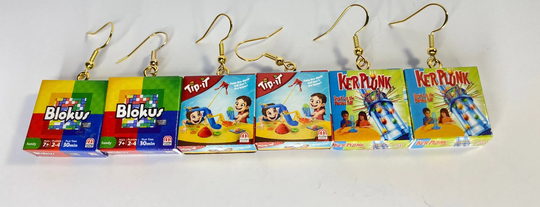 Retro Board Game Earrings, Miniature Earrings, Micro Toy Box Earrings