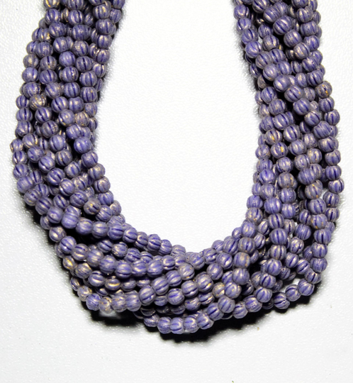 Lot Of 100 3mm Amethyst Purple Pacificia Elderberry Beads, Pressed Opaque Purple Glass Czech C0361