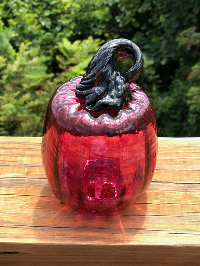 Dark Pink Pumpkin With Metallic Stem