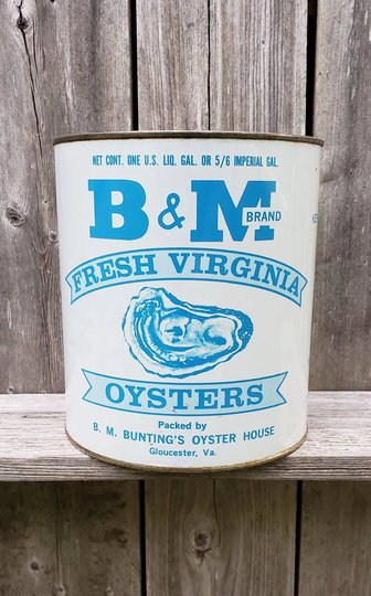 Vintage Oyster Tin B & M Brand Gallon Can From Gloucester Virginia