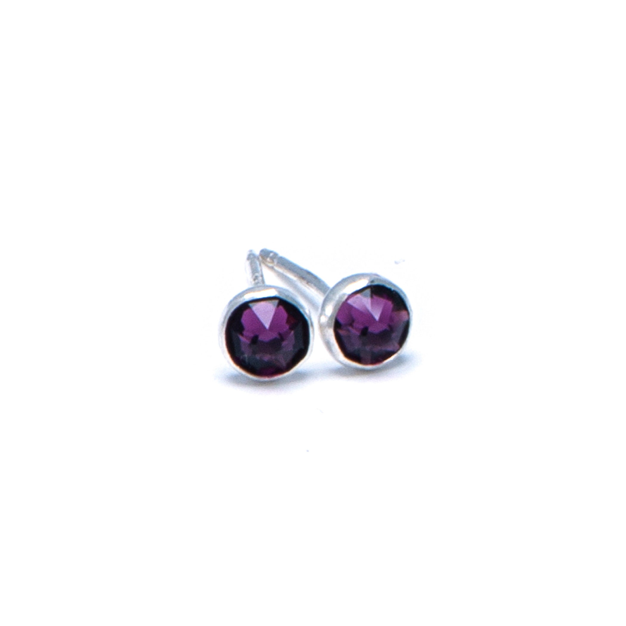 Swarovski Crystal, Amethyst Earrings, February Birthstone, Gemstone Studs, Stud Jewelry, Purple