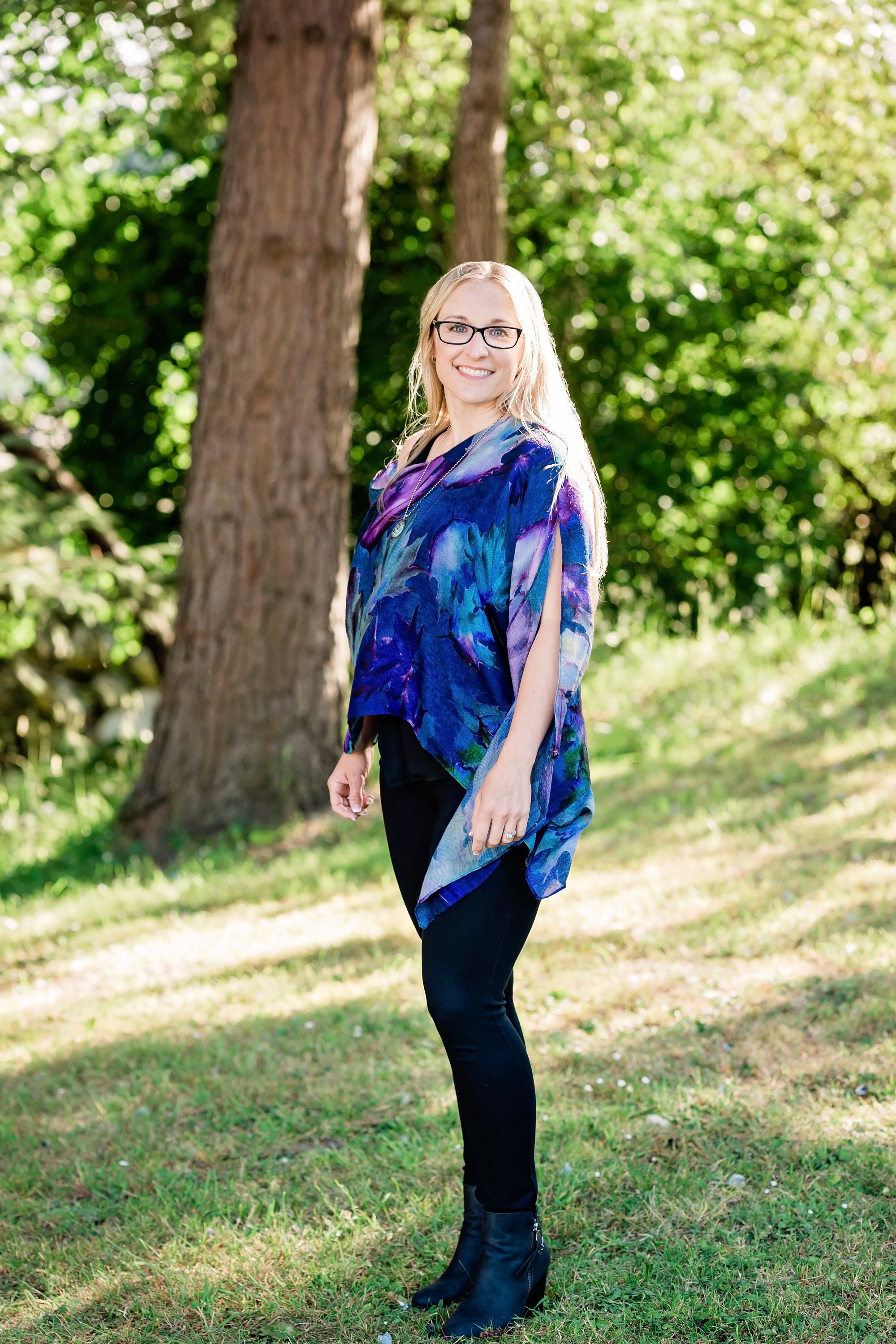 Blue Woven Shrug - Light Soft Wool Blend Gift For Her Plus Clothing