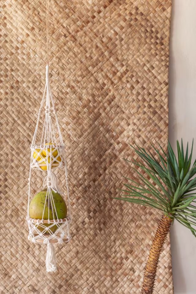 Macrame Wall Hanging Basket Storage | Tiered Shelf Plant Hanger, Boho Decor, Fruit Basket, Produce