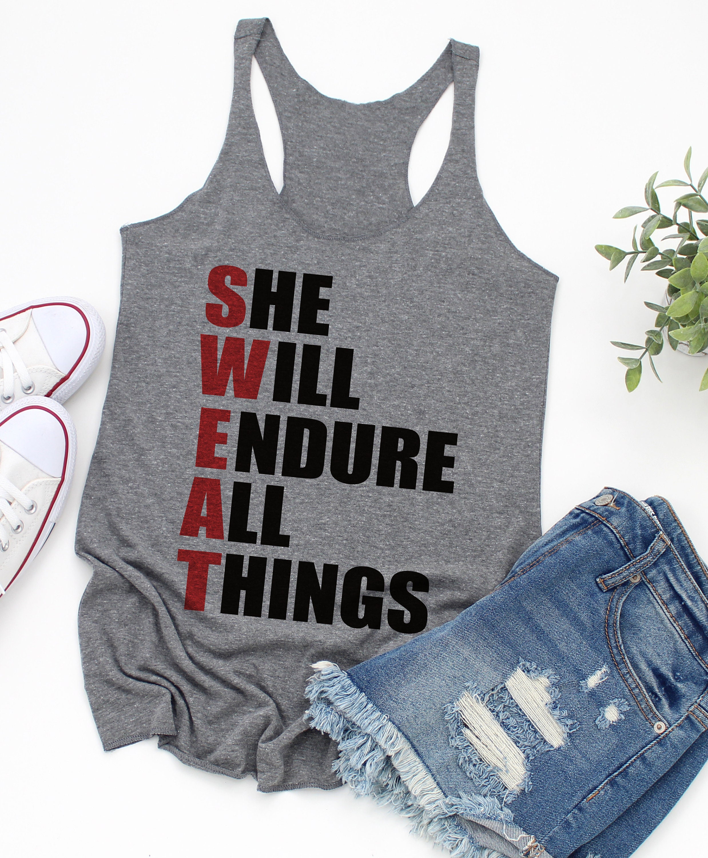 Funny Tank Tops Women She Will Endure All Things Triblend Top