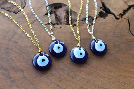 Evil Eye Necklace, Blue Evil Eye, Gold Silver Protection Amulet, Talisman, Gift For Women