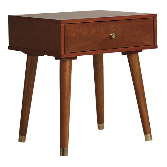 Light Walnut Wood Caleb Accent Table with Drawer: Brown by World Market