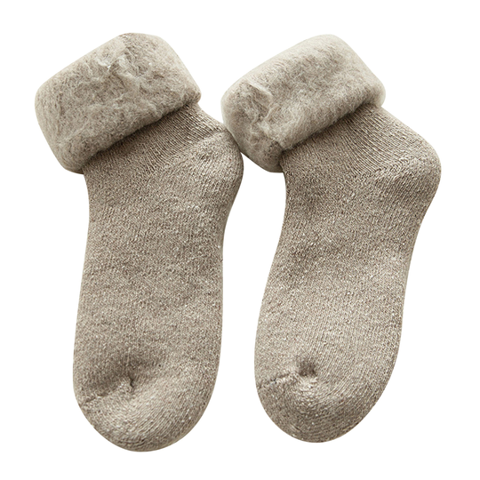 1 Pair More Thicken Warm Keeping Women Socks Wool Blend Practical Good Woven Winter Socks for Daily Wear - khaki - beige