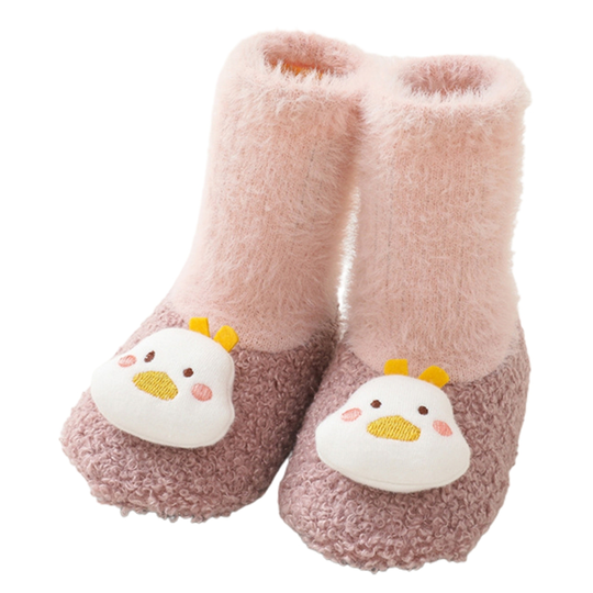 1 Pair Toddler Socks Eye-catching Wear Resistant Blend Fabric Cartoon Non-slip Newborn Warm Socks for Home - purple, 12cm