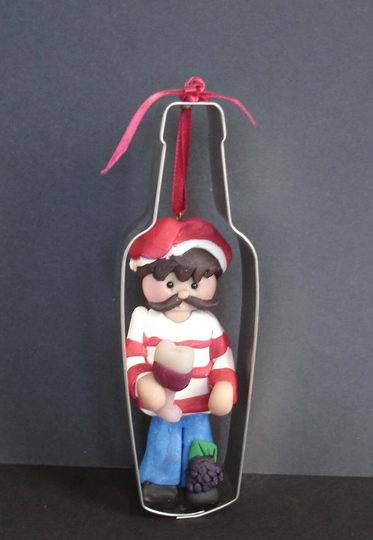 Wine Bottle Christmas Ornament Glass Grapes Italian Winery Vineyard Polymer Clay Cookie Cutter Milestone Cake Topper Birthday Grooms