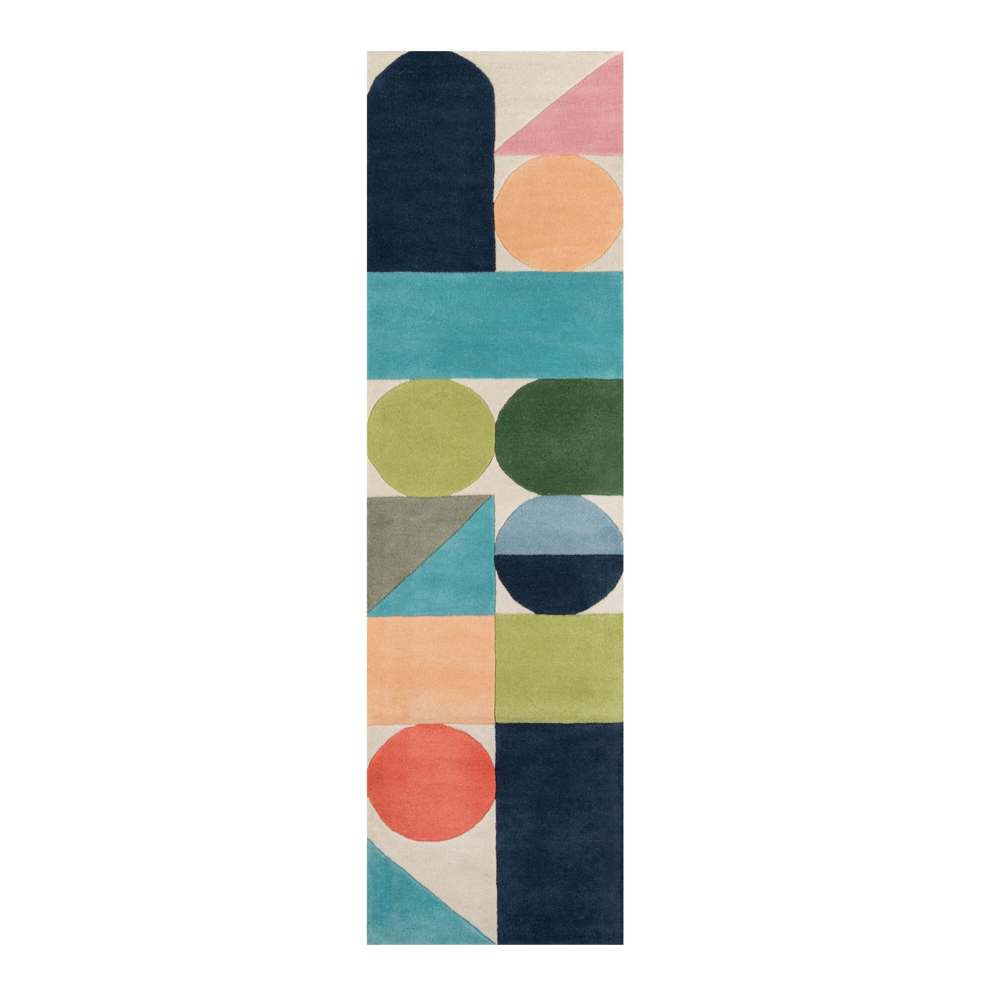 Multicolor Mod Geometric Wool Maureen Floor Runner by World Market