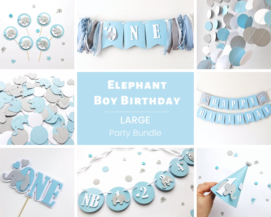 Elephant 1st Birthday Party Bundle