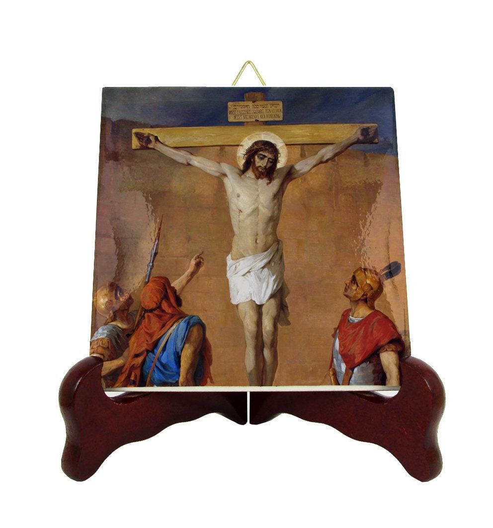 Crucifixion - Religious Icon On Ceramic Tile Catholic Gifts Art Crucifix Jesus The Cross Catholicism Faith Pray