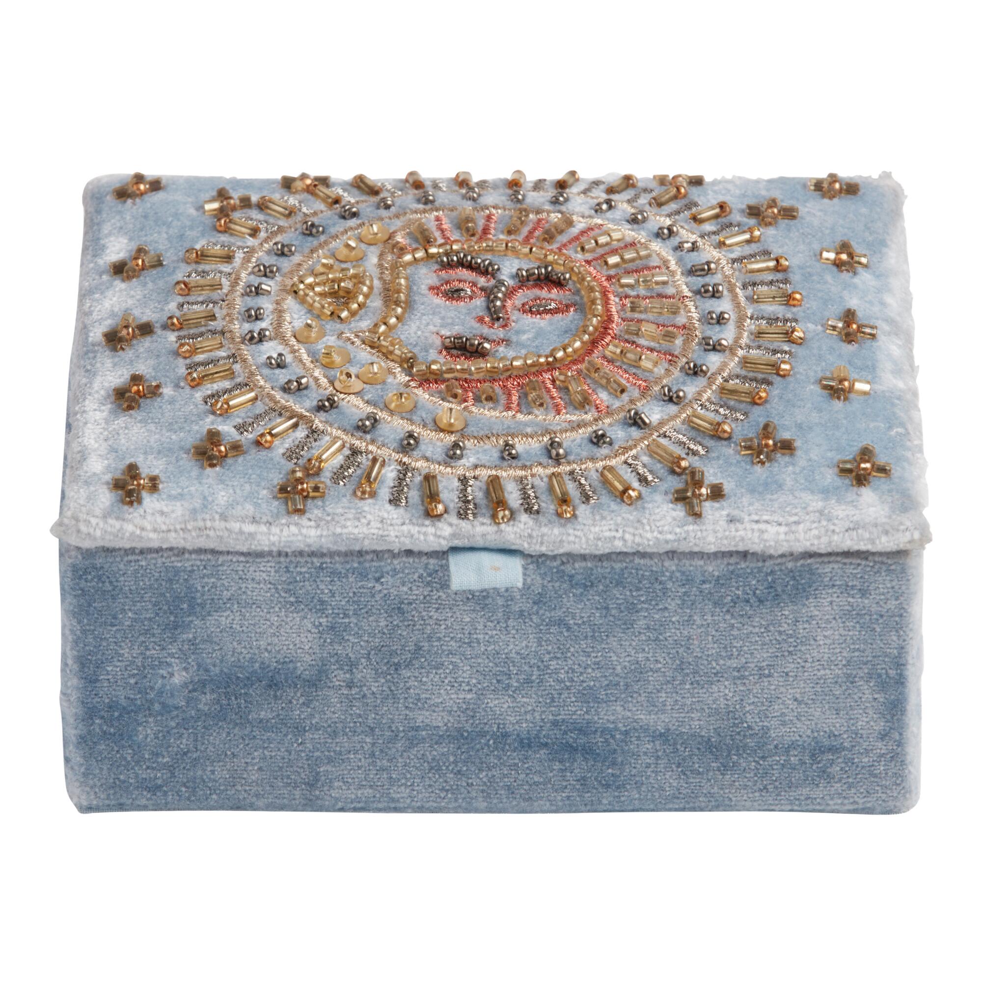 Blue Velvet Celestial Beaded Jewelry Box by World Market