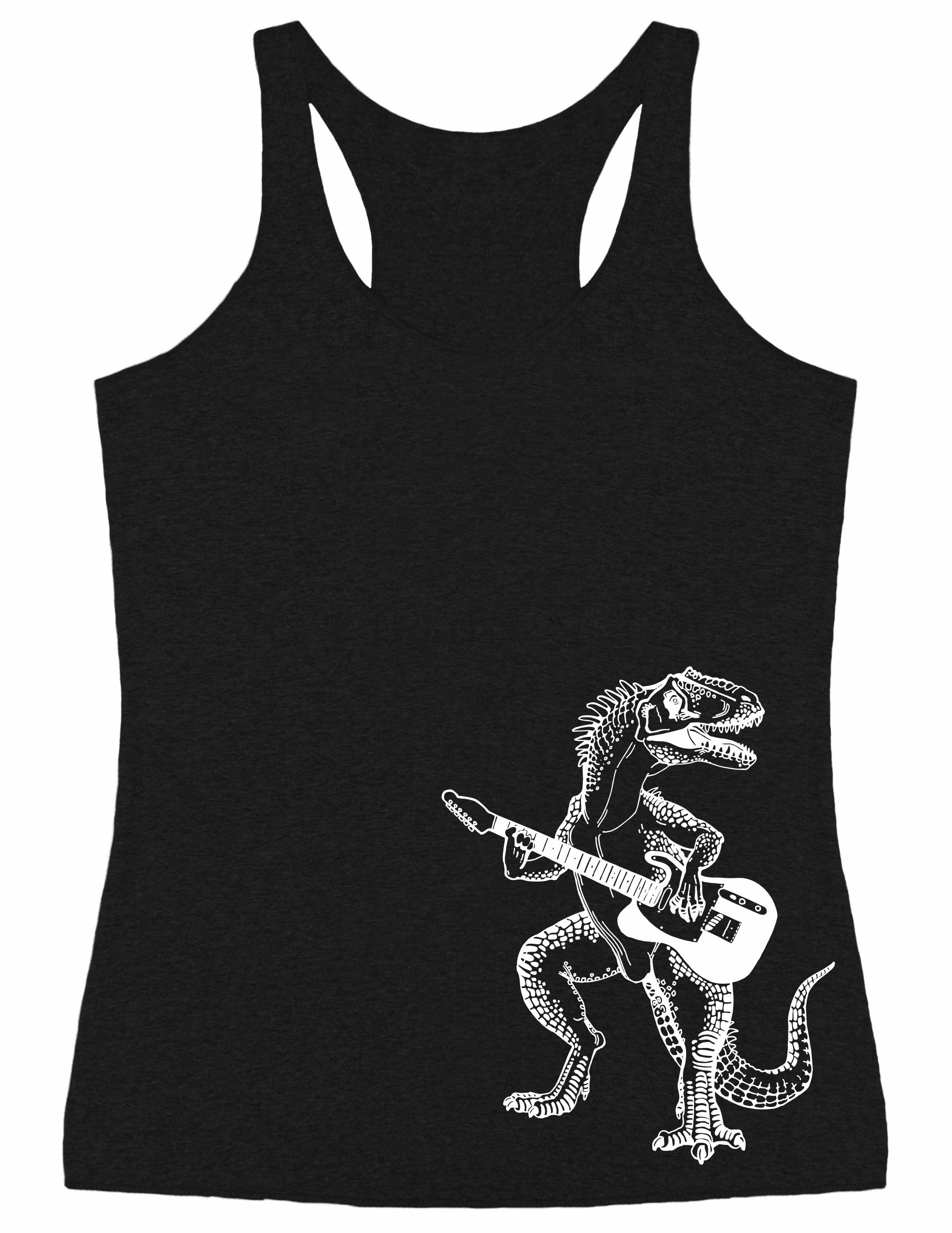 Dinosaur Playing Guitar Women's Tri-Blend Tank Top Gift For Mom, Musician Wife Gift, Girlfriend Birthday, Gifts Women Seembo