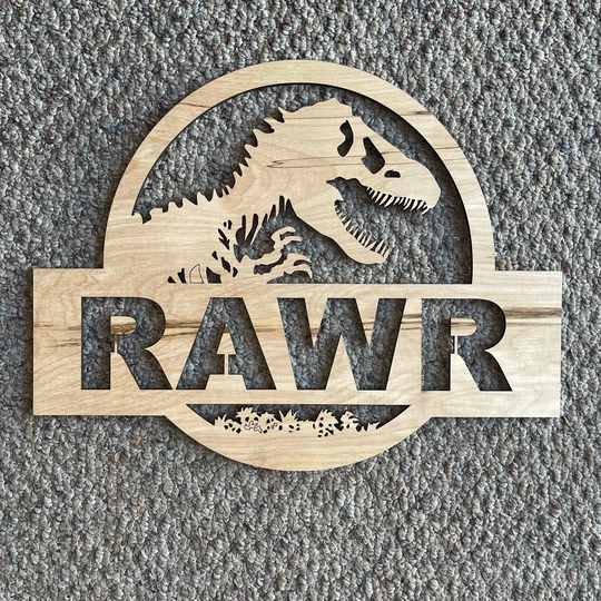 Dinosaur Personalized Name Sign Wooden Sign, T Rex Kids Room Bedroom Decor, Laser Cut