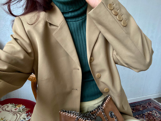 Vintage Camel Beige Wool Blend Blazer/ Jacket/ Top/ M - Petite L