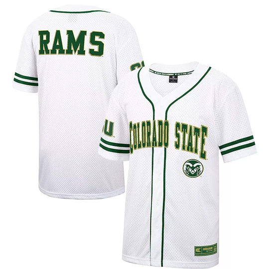 Men's Colosseum White/Green Colorado State Rams Free Spirited Baseball Jersey, Size: Small
