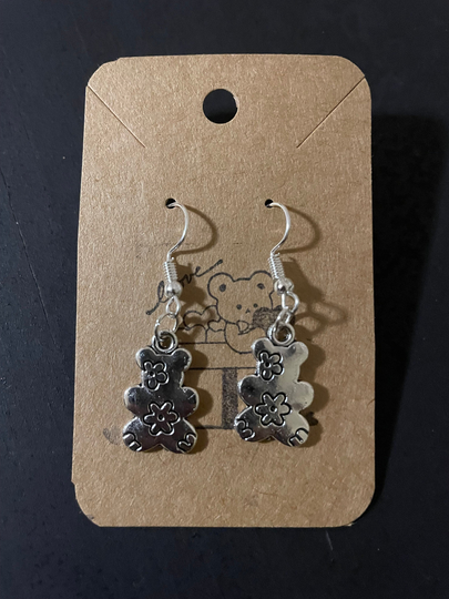 Teddy Love Silver Drop Earrings