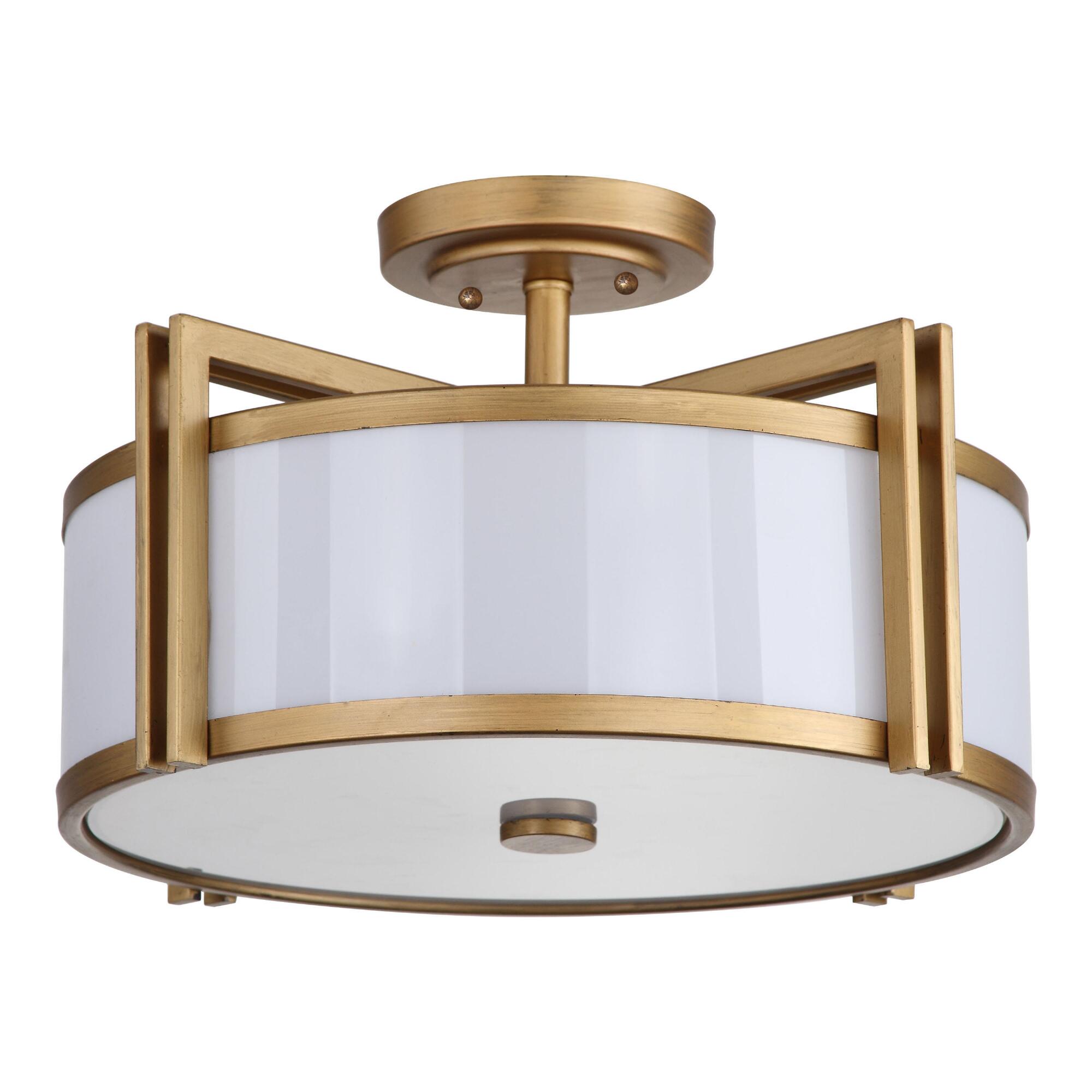 Gold Trim 3 Light Flush Mount Davis Ceiling Light by World Market
