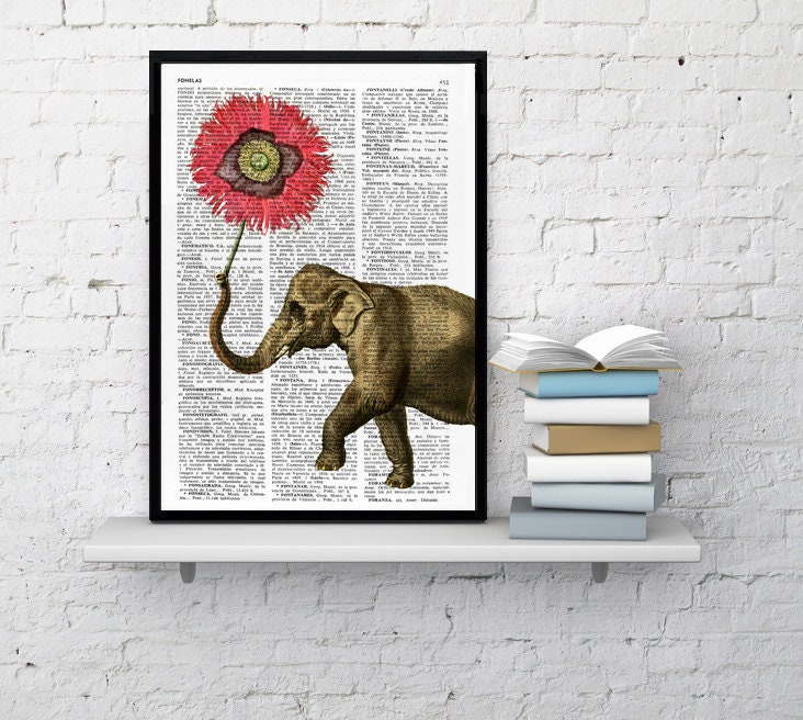 Elephant With Poppy Flower Nursery Art The Best Choice For Gifts Ani103