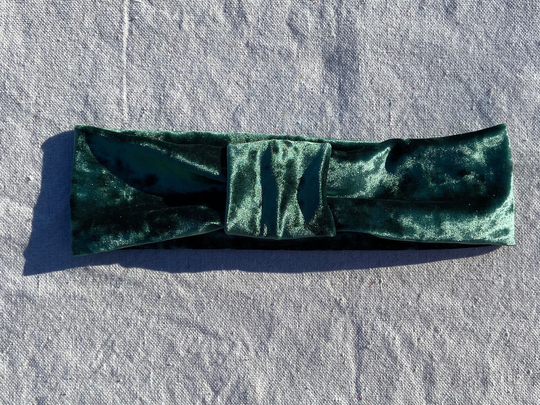 Jersey Headband-Mom Hair - Polyester Blend-Velvet Look-Green