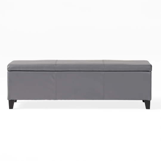 Best Selling Home Decor Glouster Midcentury Grey Polyester/Polyester Blend Rectangle Integrated Storage Ottoman in Gray | 296845