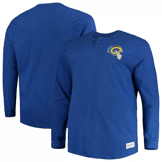 Men's Mitchell & Ness Royal Los Angeles Rams Big & Tall First Round Pick Long Sleeve Henley T-Shirt, Size: 5XB, Blue