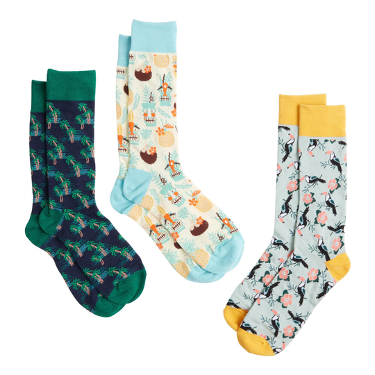 Men's Tropical Print Socks 3 Piece Gift Set by World Market