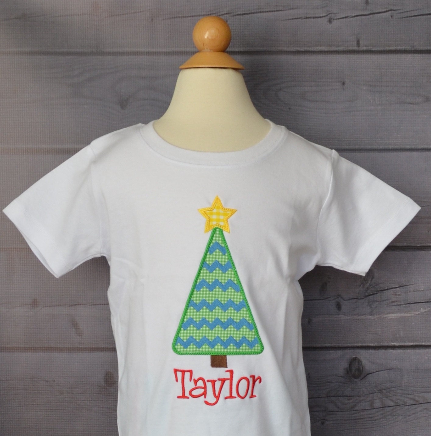 Christmas Tree Applique Shirt Or Bodysuit Child, Baby Adult