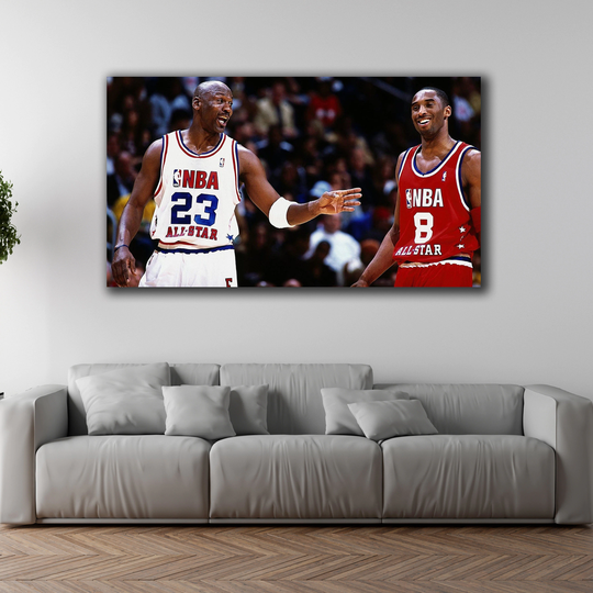 Michael Jordan & Kobe Bryant Canvas Print, Basketball Legends All-star Wall Art