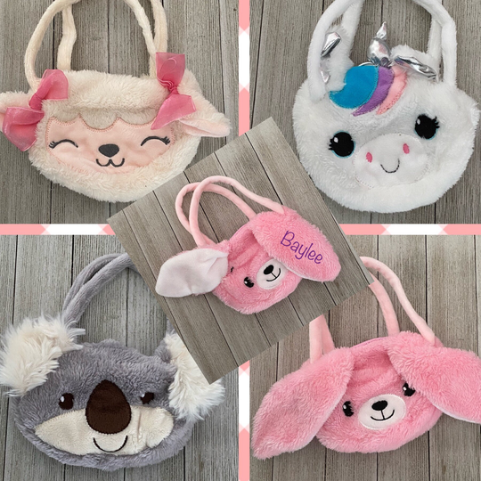 Small Easter Plush Purse Tote Clutch Custom Personalized Embroidered With Any Name