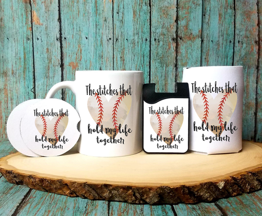 The Stitches That Hold My Life Together Coffee Mug-Can Cooler-Card Caddy-Car Coaster-Birthday-Christmas-Gift For Mom