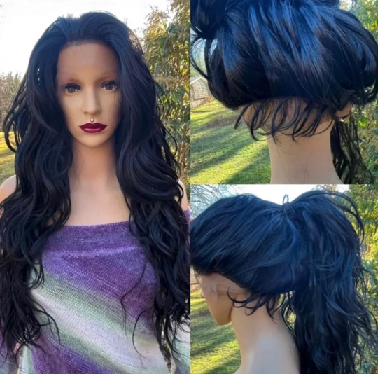 Black, 360 Lace 13x4 Parting Human Hair Blend Daily Updos Wig