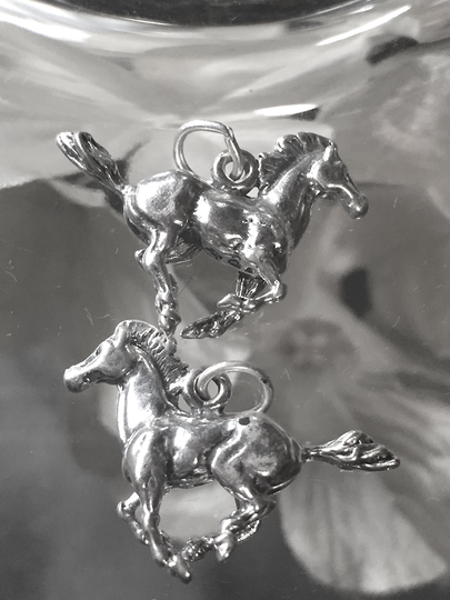 sterling Silver Mustang Charm, Galloping Horse Western Jewelry, Western Charms Equestrian Charm