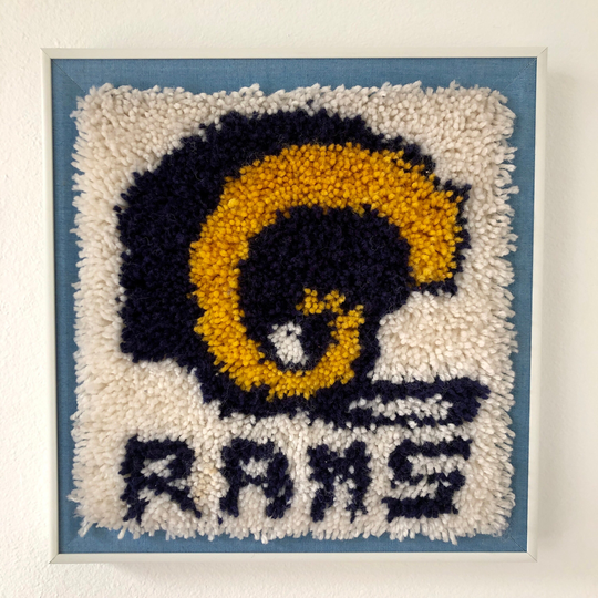 Vintage Rams Logo Latch Hook Framed Wall Art