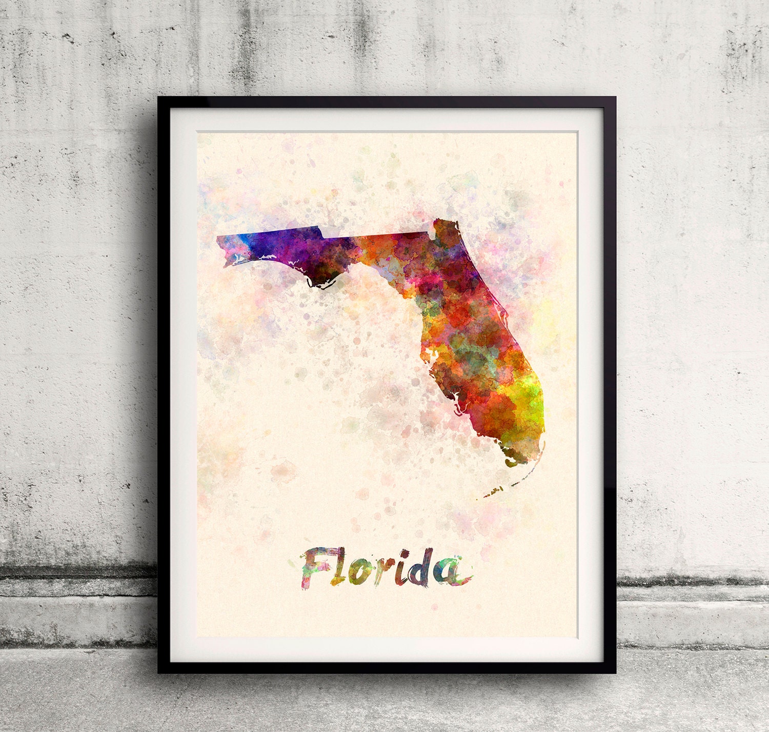 Florida Us State in Watercolor Background 8x10 In. To 12x16 In.s Poster Digital Wall Art Illustration Print Art Decorative - Sku 0397