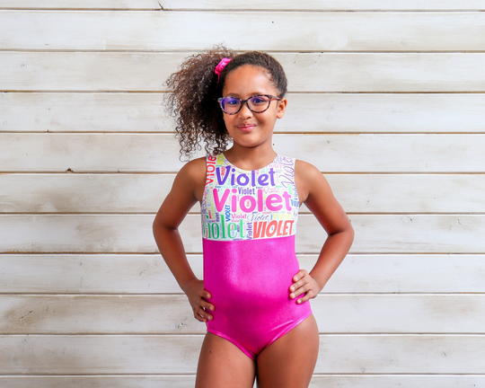 Gymnastics Leotard Girls Toddlers, Kids, Teens Dance Ballet Costume Custom Bodysuit Leo, Personalized Fuchsia Pink Leo By Aero Leotards
