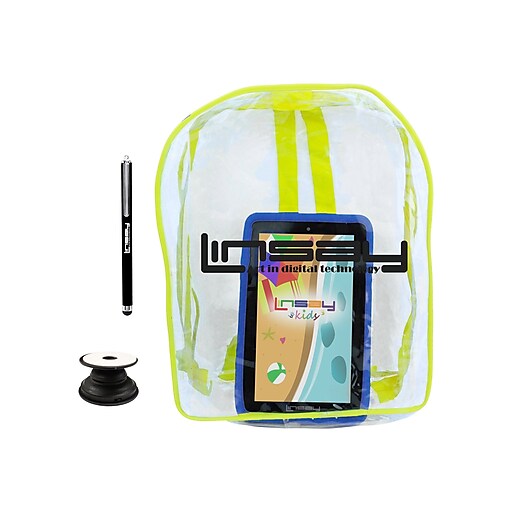 Linsay 7" Tablet with Holder, Pen, Case, and Backpack, Wi-Fi, 2GB RAM, 32GB (Android), Black/Blue (F7UHDKIDSBAGBP)