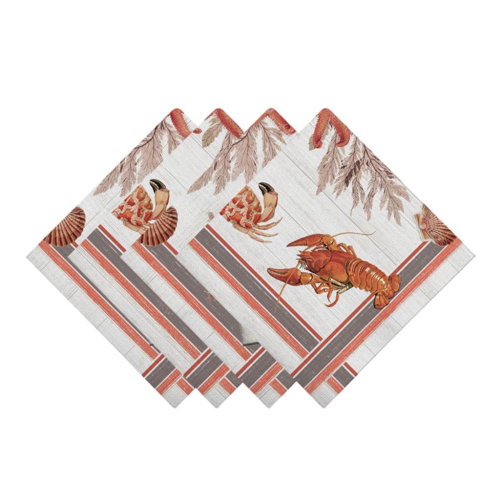 Laural Home Seafood Shack Napkin Set in Orange | SESH1319PM