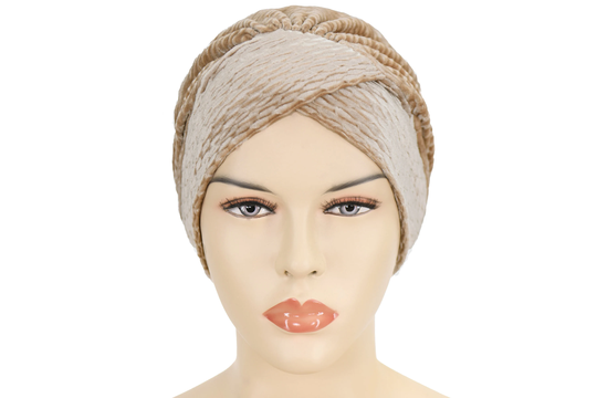 Pretied Velvet Woman's Hat, Woman Turban Winter Snood Turban, Champagne, Magnolia