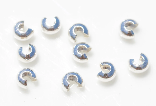 200 Bright Silver Tone 4mm Crimp Bead Covers F275