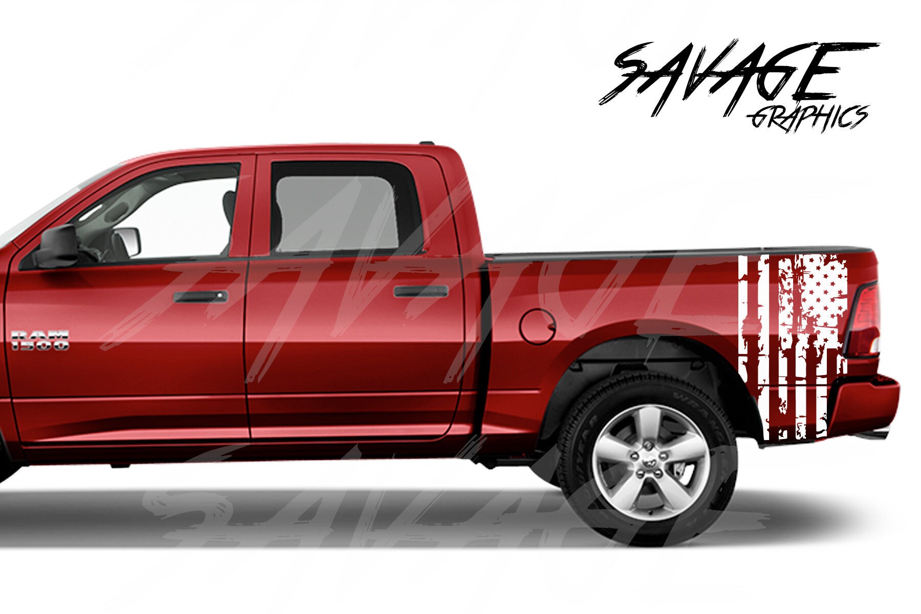 Custom Dodge Ram Usa Distressed Bed Flag Decals