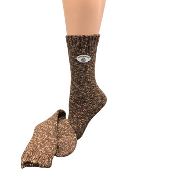 Gift For Mom, Wool Acrylic Cotton Blend Comfort Soft Thick Boot Winter Crew Socks, Brown Woolen Socks Season Ladies