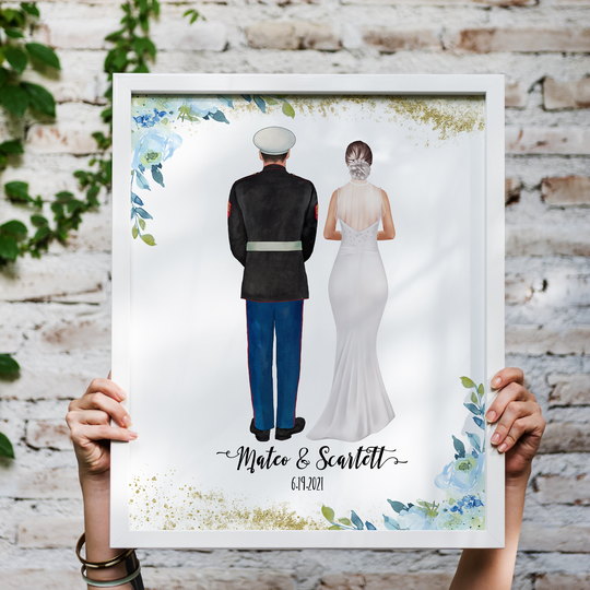 Dusty Blue | Military Wedding Print, Bride & Groom, Free Dhl Express Delivery, Army Gift, Marine Wedding, Air Force, Navy